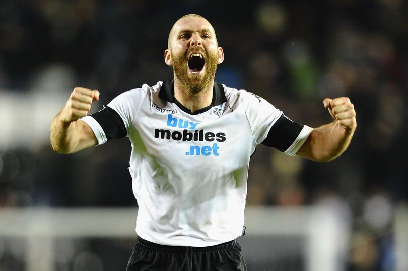 Jake Buxton celebrates during his Derby County days (Image: Laurence Griffiths/Getty Images)